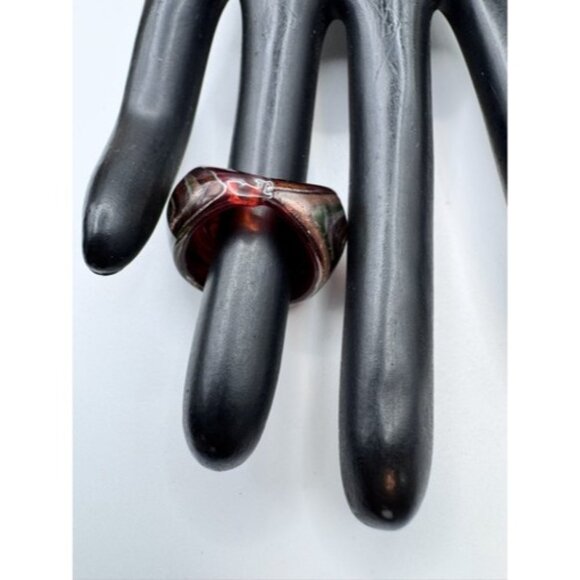 Murano Italy Glass Dome Ring 7.5" Multicolor  Infused Statement Hand Made - Picture 6 of 7